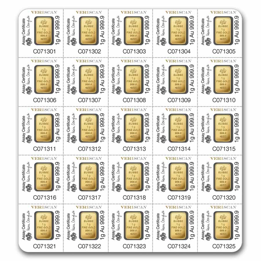 Picture of Pamp Suisse 25x1 Gram Gold Lady Fortuna Bar (Multigram Card)