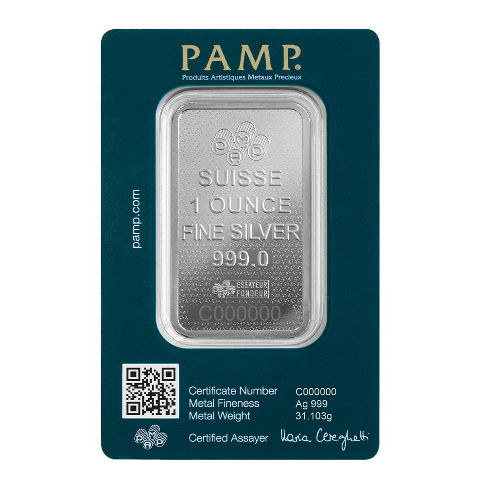 Picture of Pamp Suisse Lady Fortuna 45th Anniversary 1 oz Silver Bar - In Assay