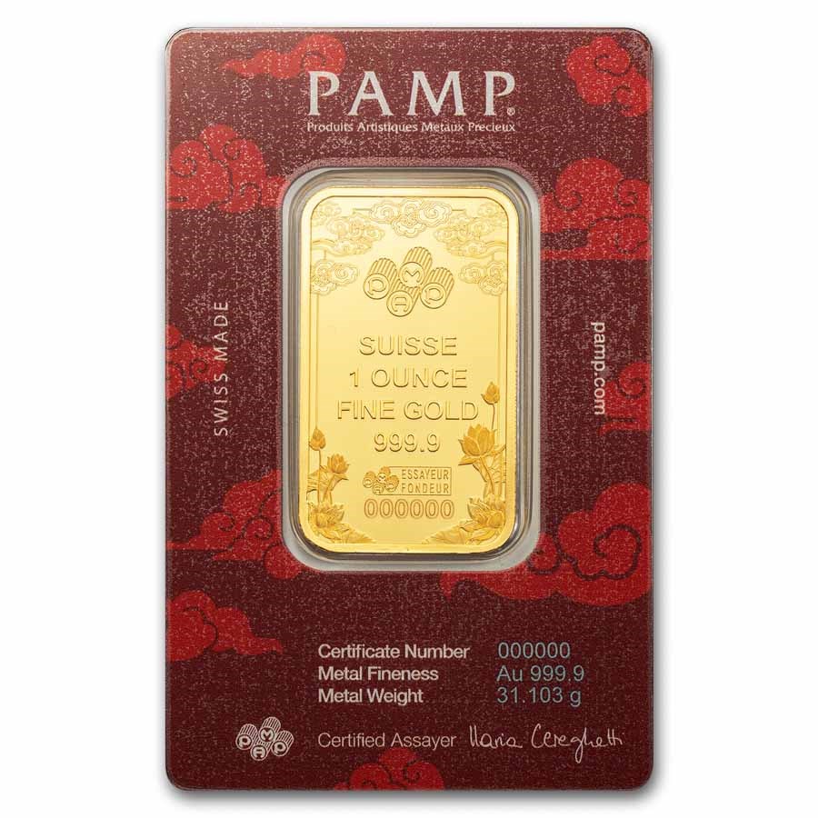 Picture of 2025 Pamp Good Luck Yellow Dragon 1 oz Gold Bar - In Assay