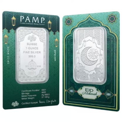 Picture of 2026 Pamp Suisse Eid Mubarak 1 oz Silver Bar - In Assay w/Sleeve