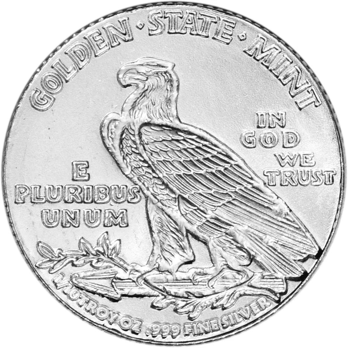 Picture of (Tube of 50) Golden State Mint Incuse Indian 1/10 oz  (Total 5 oz) Silver Round