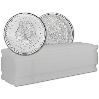 Picture of  (Tube of 50) Golden State Mint Aztec Calendar 1/10 oz (Total 5 oz) Silver Round