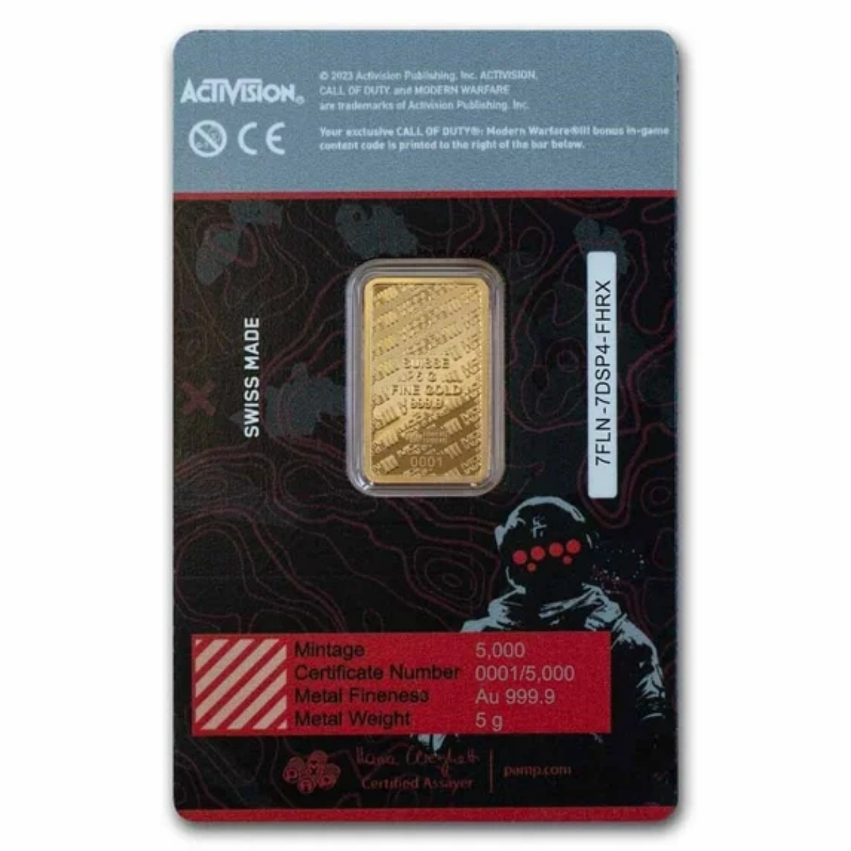 Picture of Pamp Suisse Call of Duty Modern Warfare MWIII 5 Gram Gold Bar (Very Low Serial!)