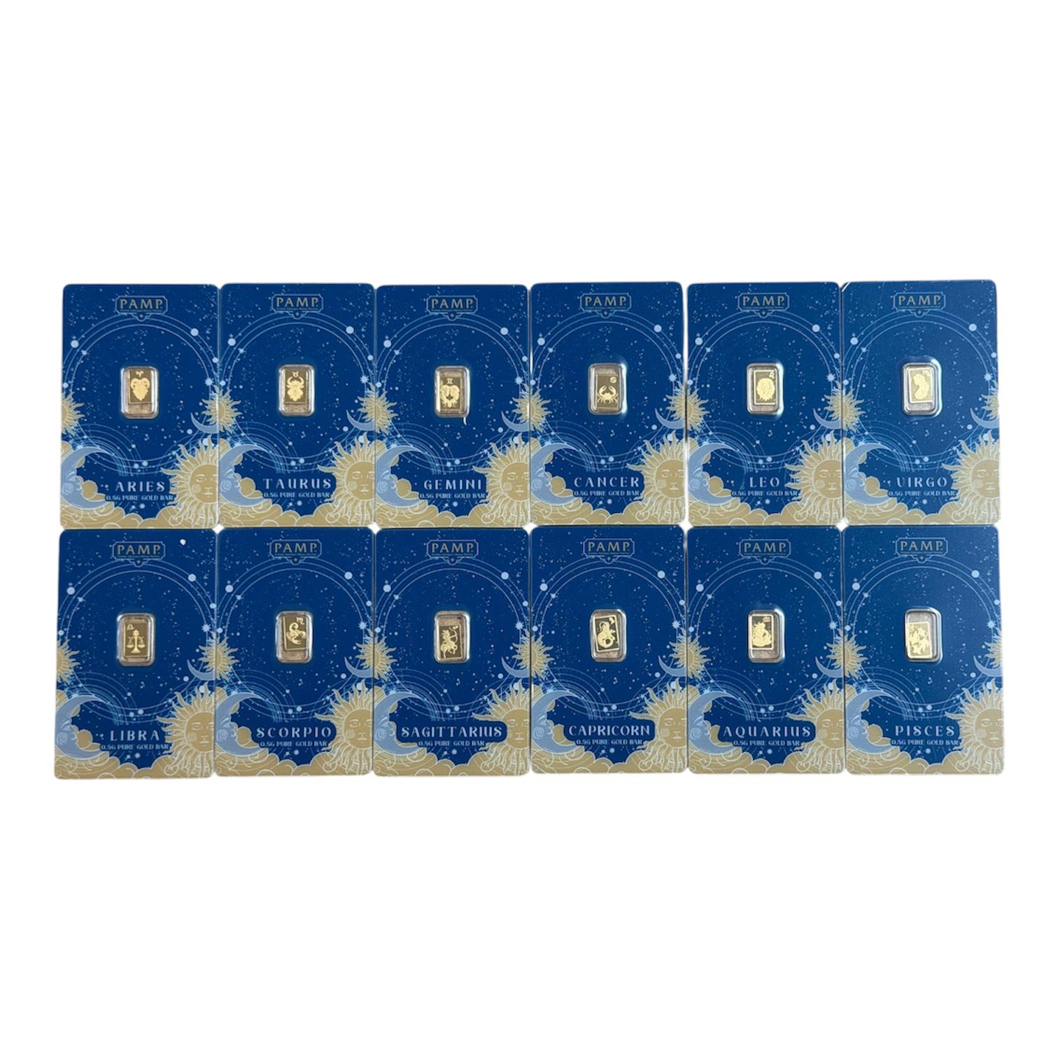 Picture of Pamp Suisse Complete 12 Zodiac Signs Gold Bar Set – 1/2g Each, 6g Total
