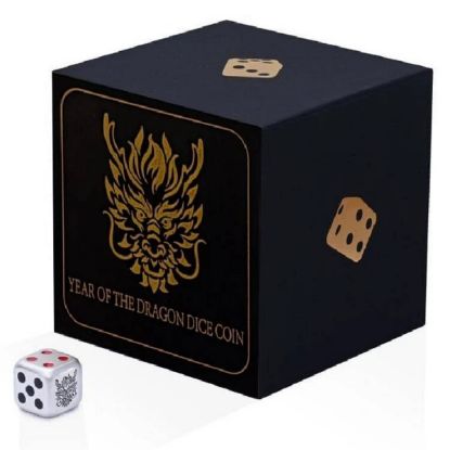 Picture of 2024 Year of the Dragon 1 oz Rolling Dice Silver Coin - w/Slight Scratches