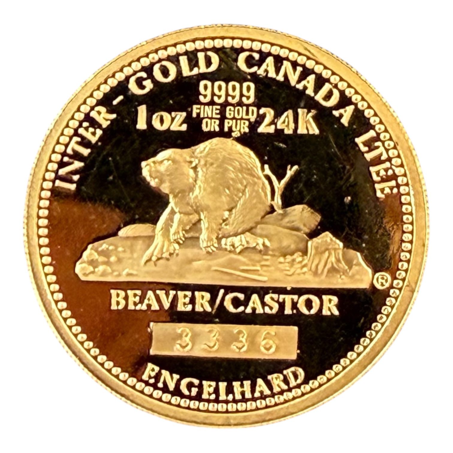 Picture of 1980 Canada Engelhard LTEE Beaver/Castor 1 oz Gold Round – Serial #3336