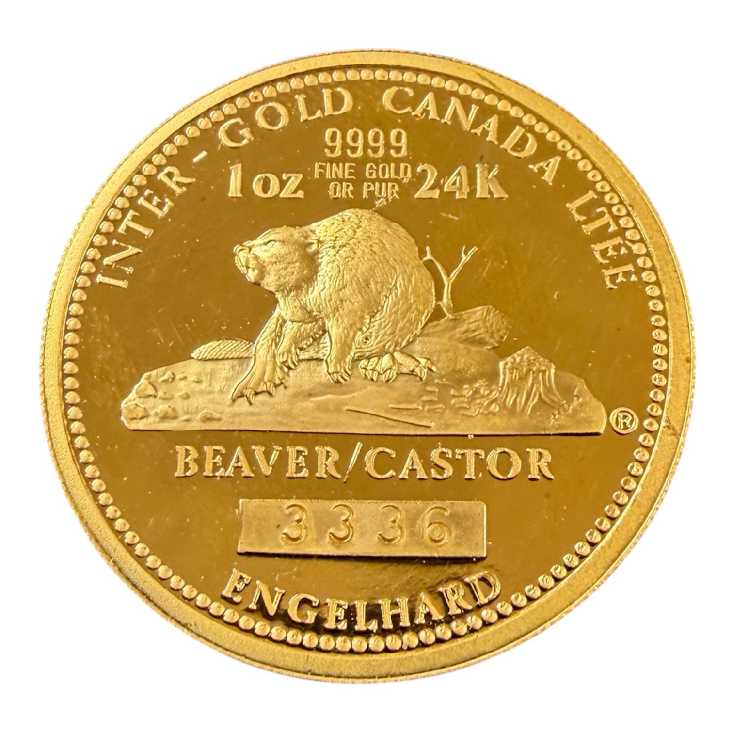 Picture of 1980 Canada Engelhard LTEE Beaver/Castor 1 oz Gold Round – Serial #3336