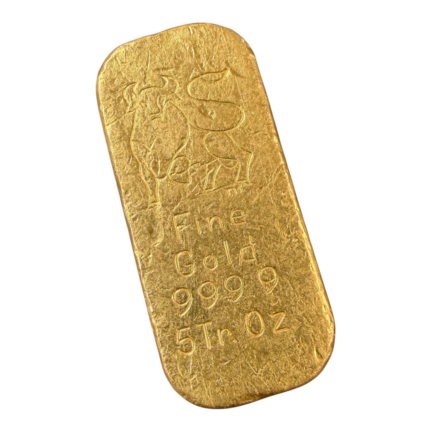 Picture of Merrill Lynch 5 oz Cast 24K Gold Bar - .9999 Fine Vintage Gold Bar
