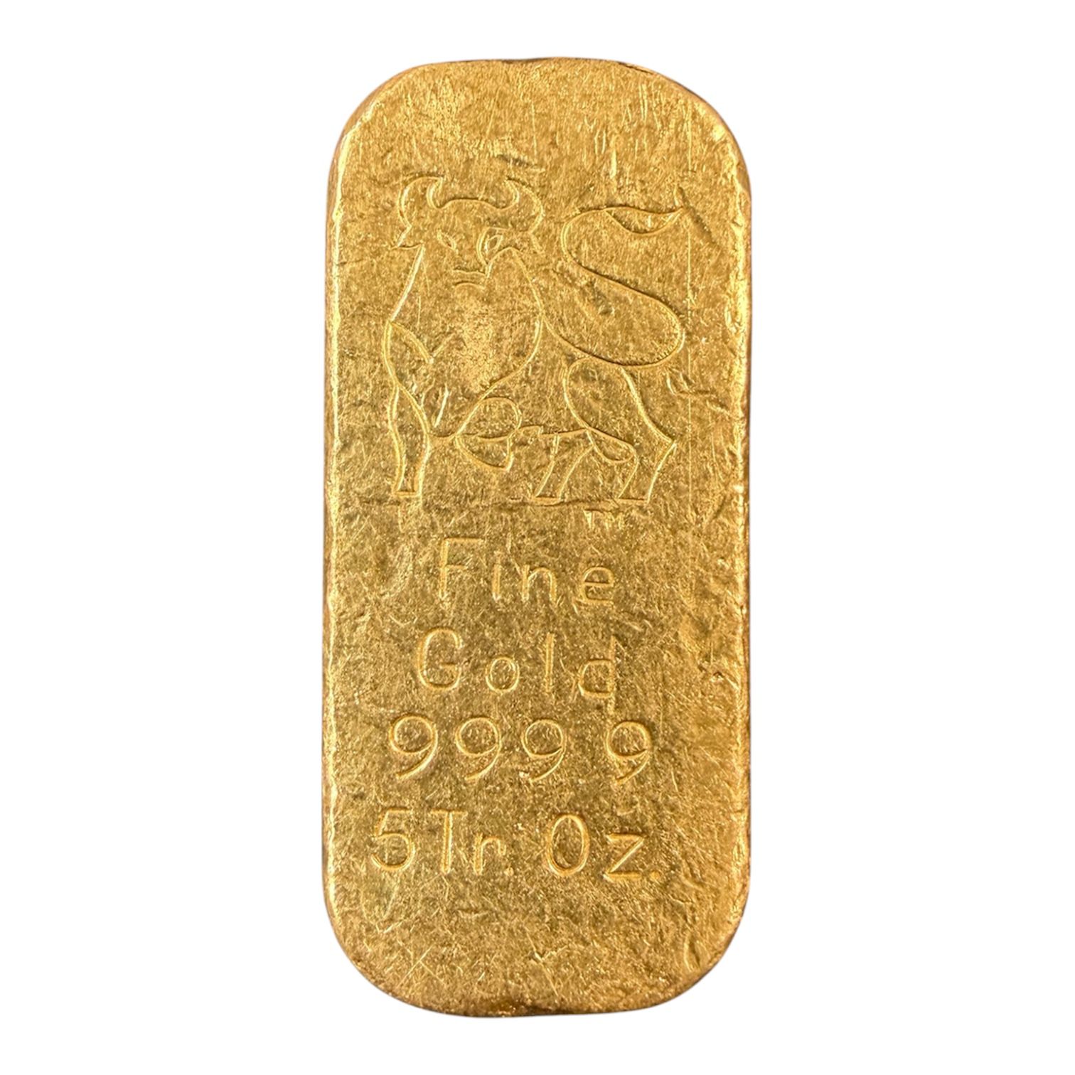 Picture of Merrill Lynch 5 oz Cast 24K Gold Bar - .9999 Fine Vintage Gold Bar