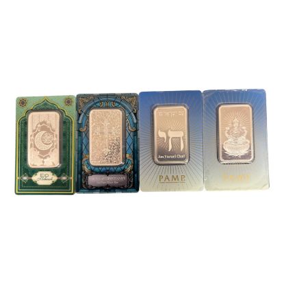 Picture of Pamp Religious 1 oz (Total 4oz) Silver Bars Set -Cross, Lakshmi, Eid, Am Yisrael