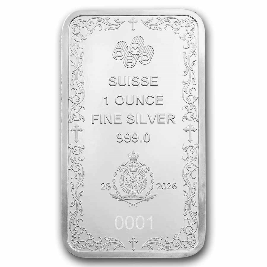 Picture of PAMP Suisse Cross of Christianity 1 oz Silver Bar - In Assay w/Sleeve