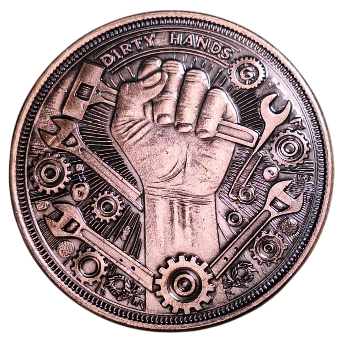 Picture of (Tube of 20) Dirty Hands-Clean Money 1 oz Antiqued Copper round