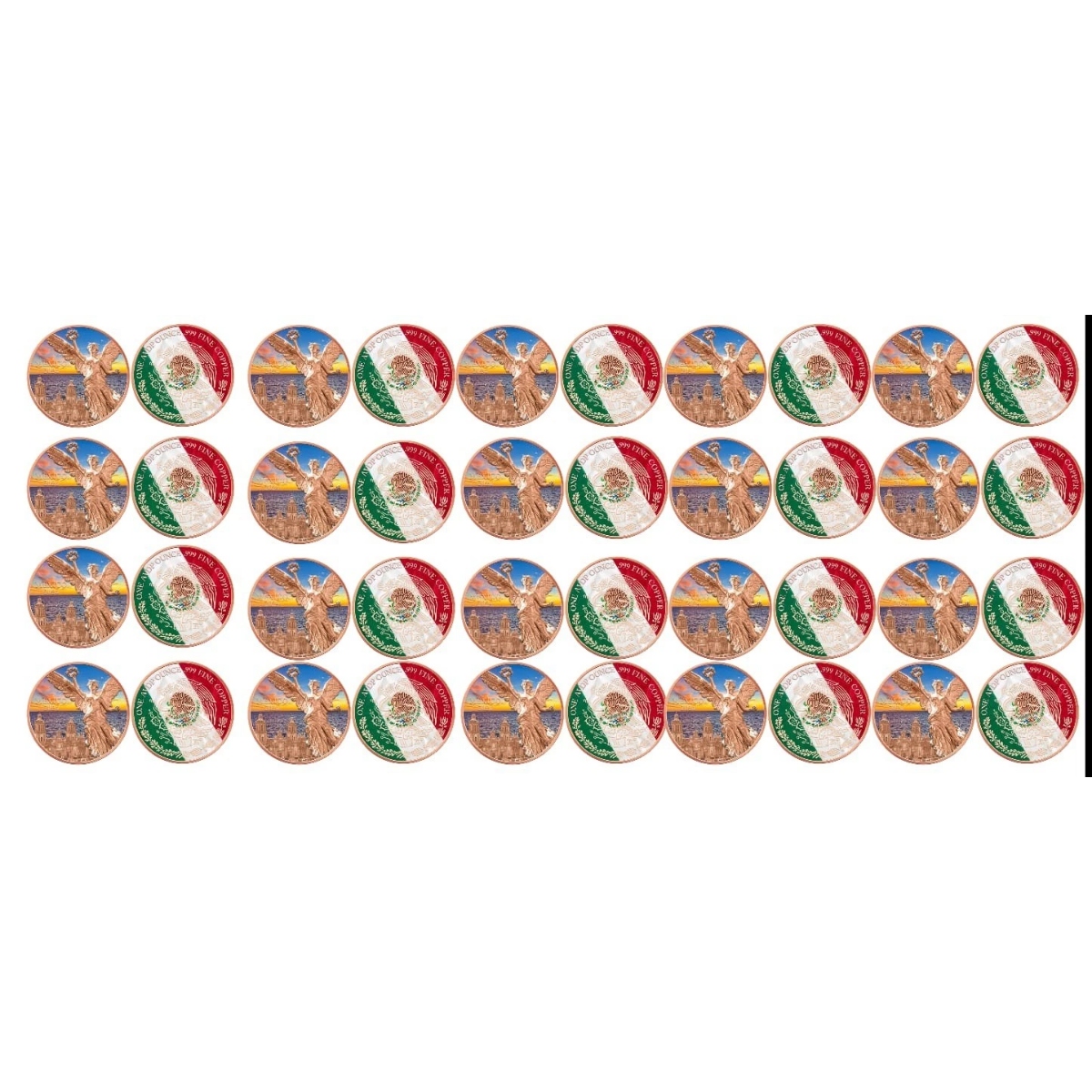 Picture of (Tube of 20) 2024 Mexico Libertad Sunset 1 oz Colorized Copper Round