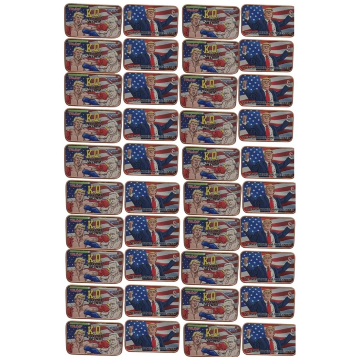 Picture of (Tube of 20) KO TRUMP WINS Trump vs Biden Boxing Design1 oz Colorized Copper Bar