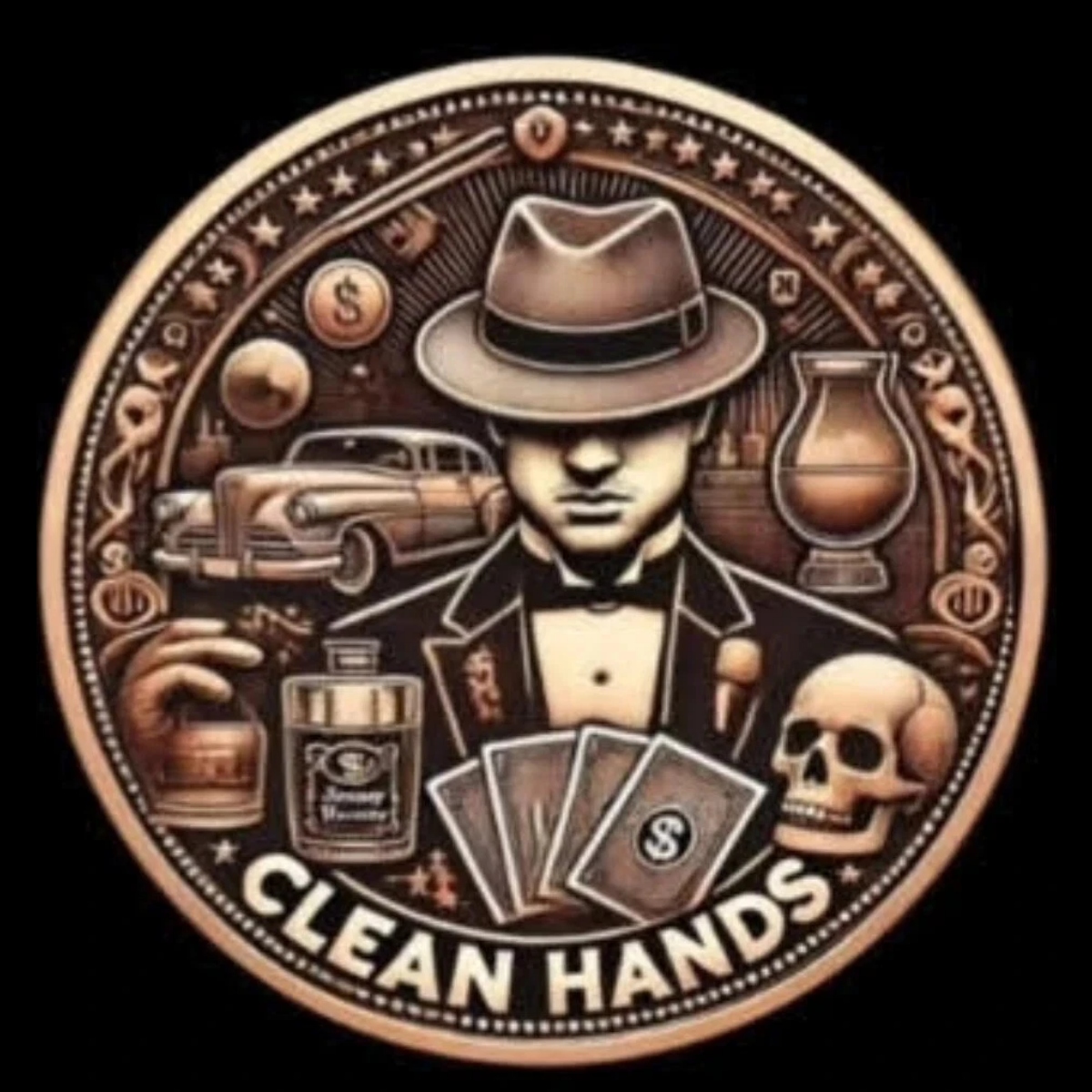 Picture of (Tube of 20 ) 2024 Clean Hands Dirty Money 1 oz Antiqued Copper Round