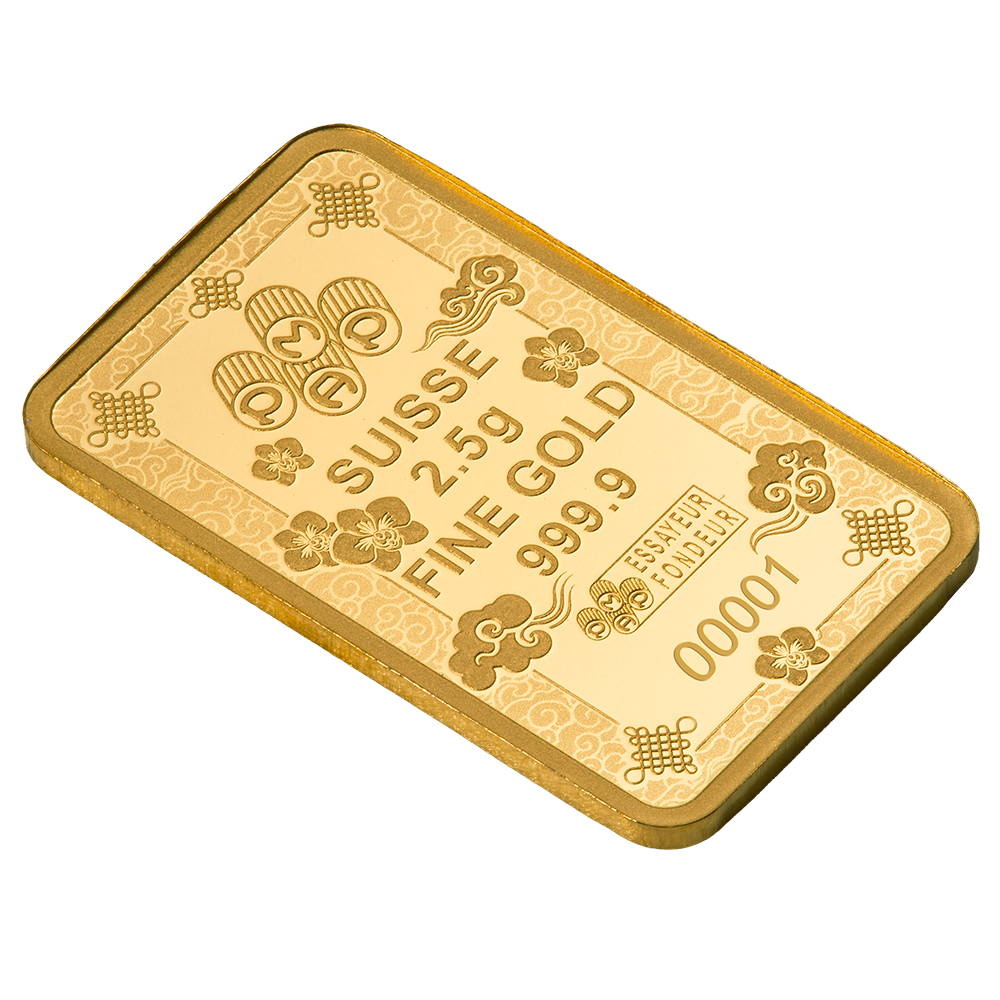 Picture of Pamp Suisse Lucky Cat 2.5 Gram Gold Bar - w/ Assay & Sleeve