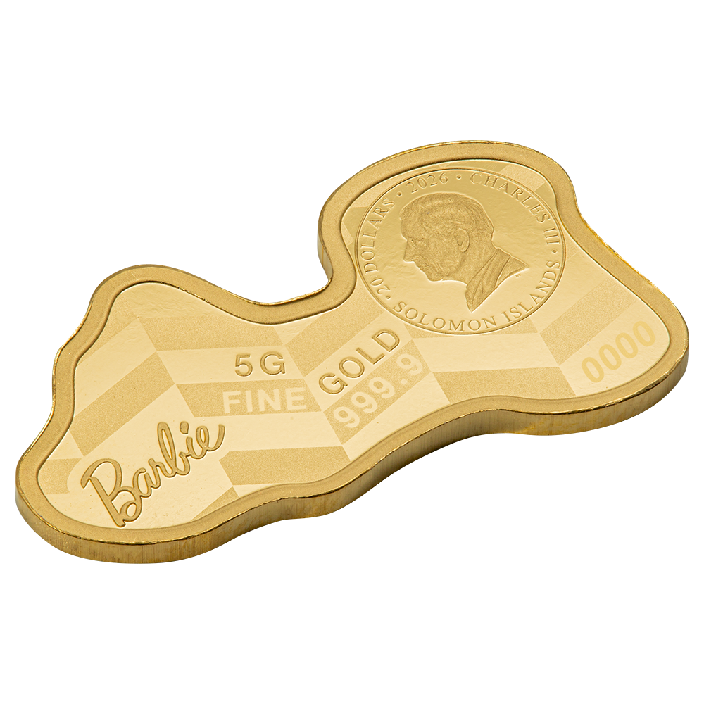 Picture of 2026 Pamp Barbie Logo Shaped 5 Gram Gold Coin - In Assay