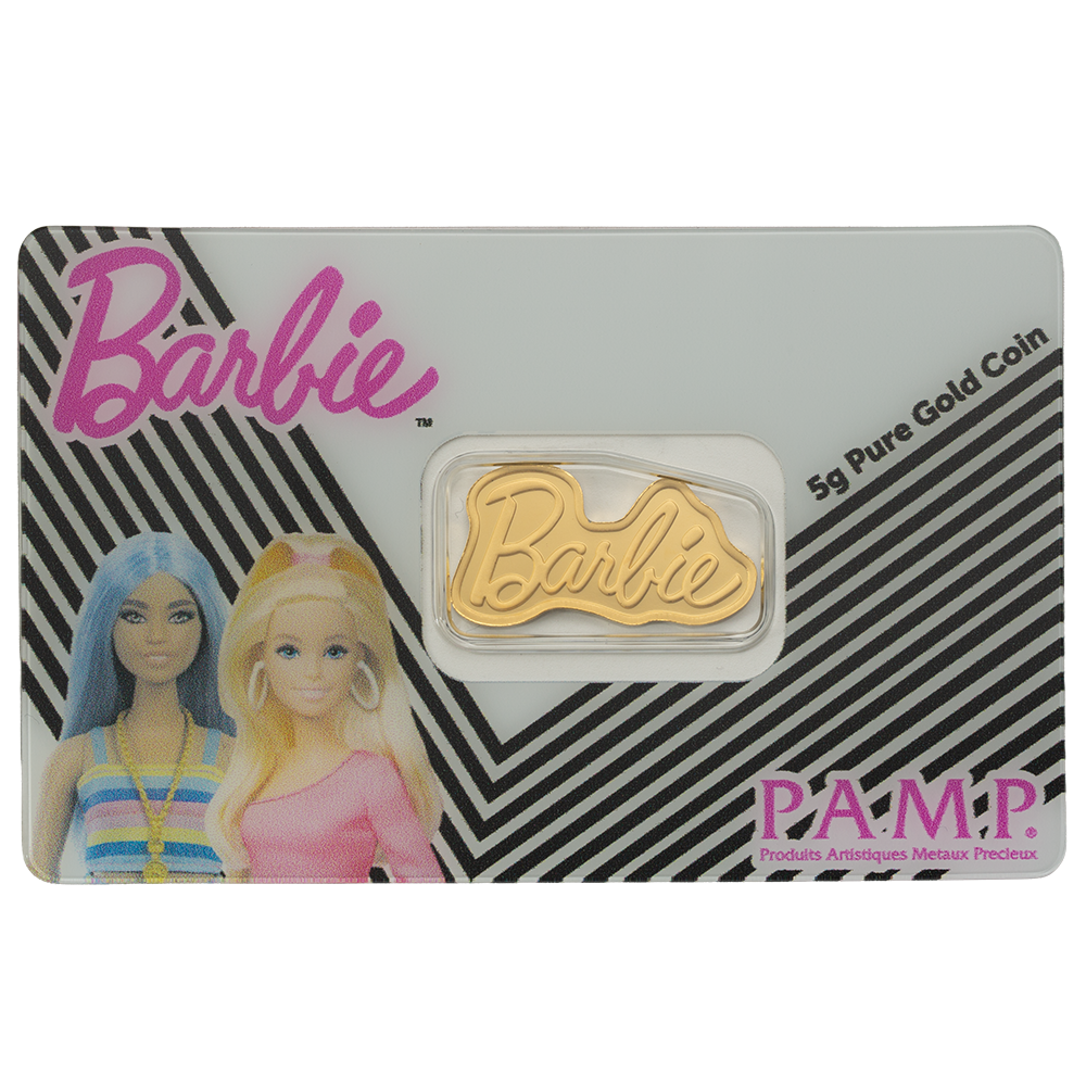 Picture of 2026 Pamp Barbie Logo Shaped 5 Gram Gold Coin - In Assay