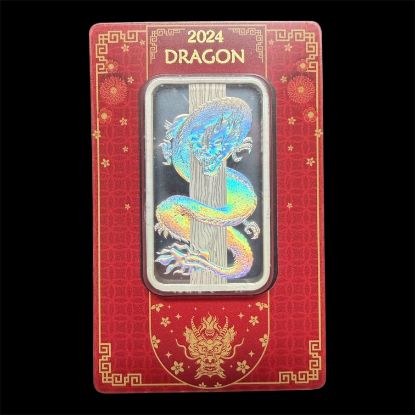 Picture of 2024 PAMP Lunar Dragon 50g Silver Bar In Assay(Deformed Back Plastic)