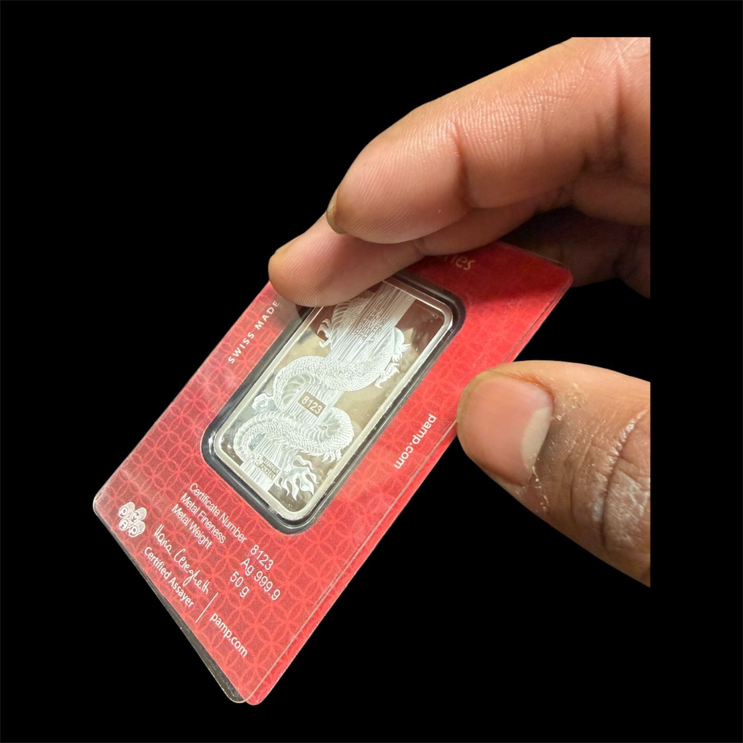 Picture of 2024 PAMP Lunar Dragon 50g Silver Bar In Assay(Deformed Back Plastic)