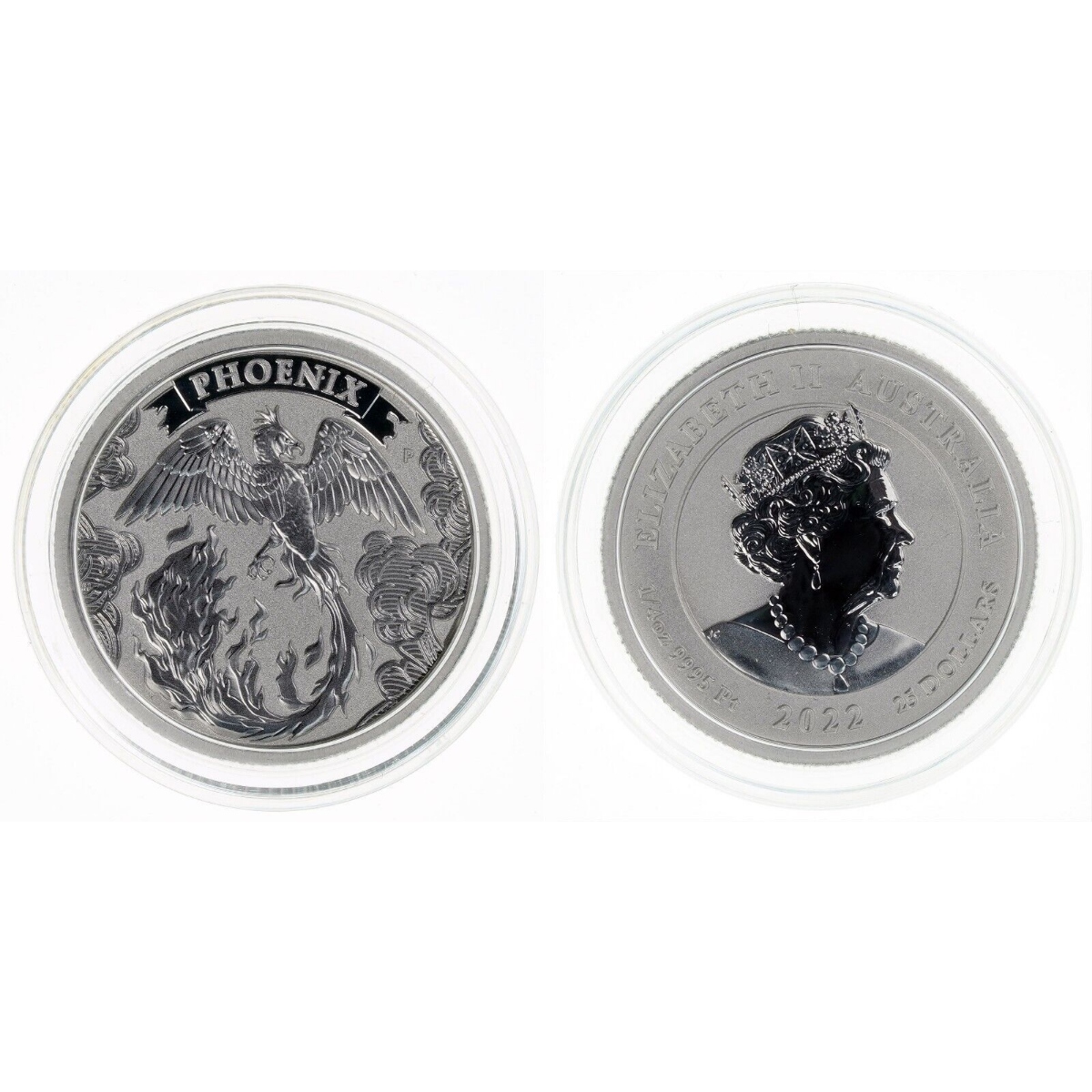 Picture of 2022 Perth Mint Australia Phoenix 1/4 oz Platinum Coin - In Capsule