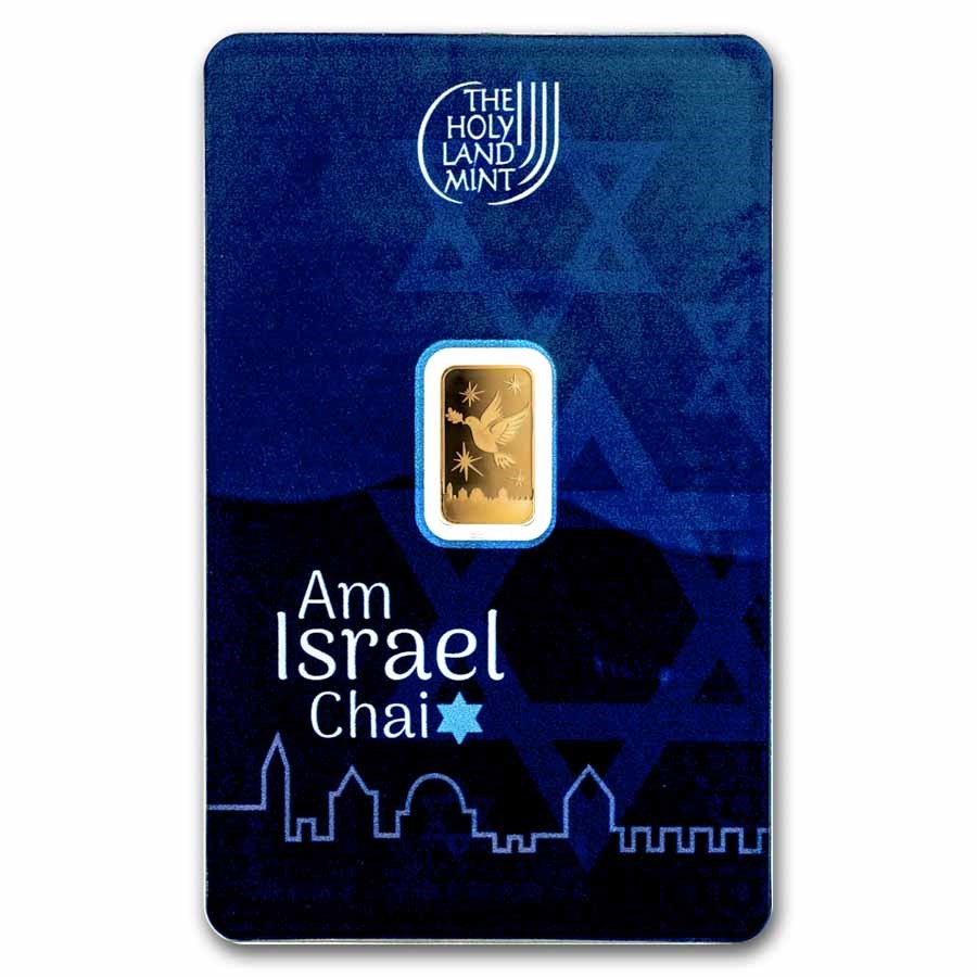Picture of  Holy Land Mint Am Israel Chai 1 Gram Gold Bars-In Assay #Below 100 Serial