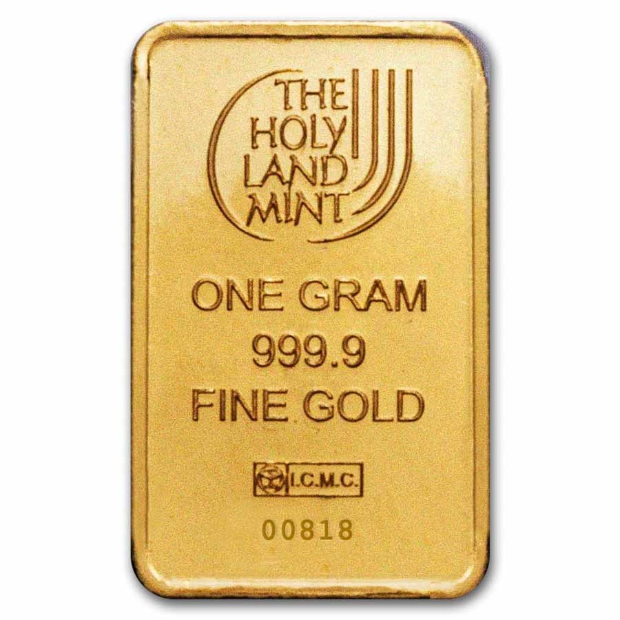 Picture of  Holy Land Mint Am Israel Chai 1 Gram Gold Bars-In Assay #Below 100 Serial