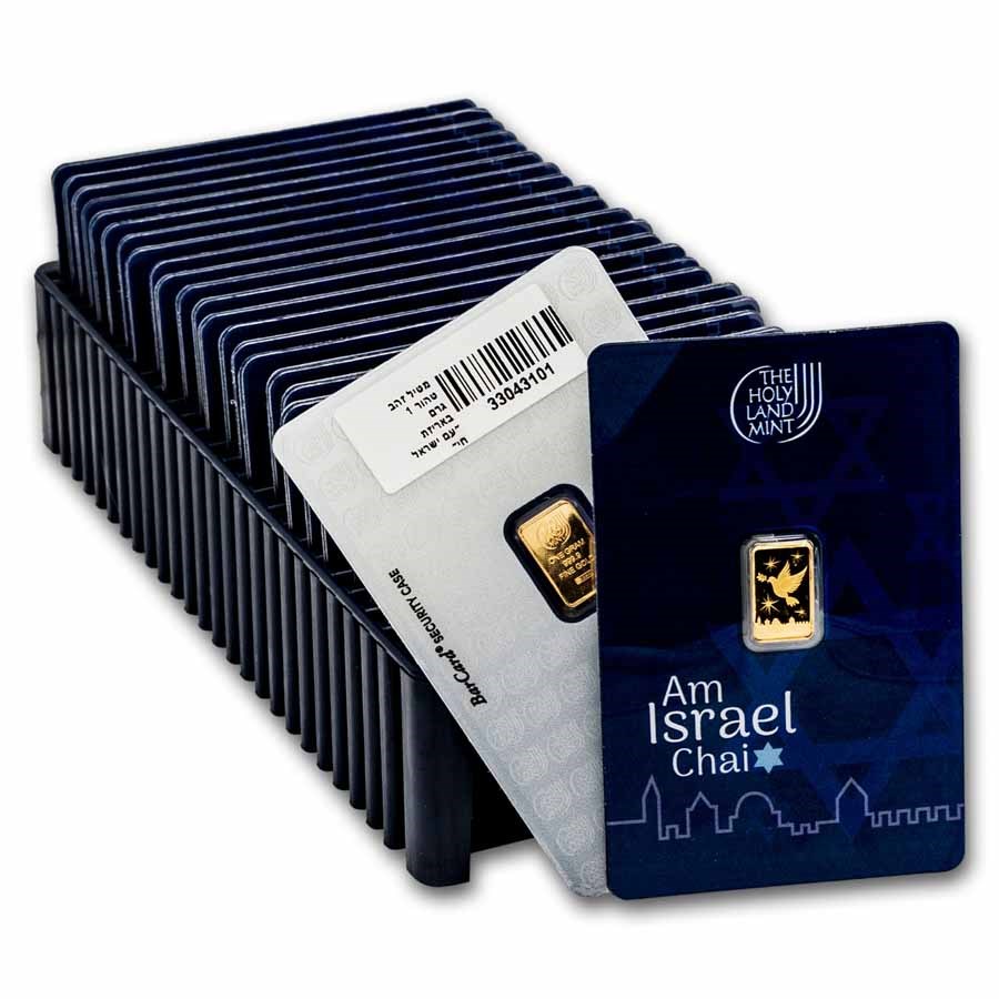 Picture of  Holy Land Mint Am Israel Chai 1 Gram Gold Bars-In Assay #Below 100 Serial