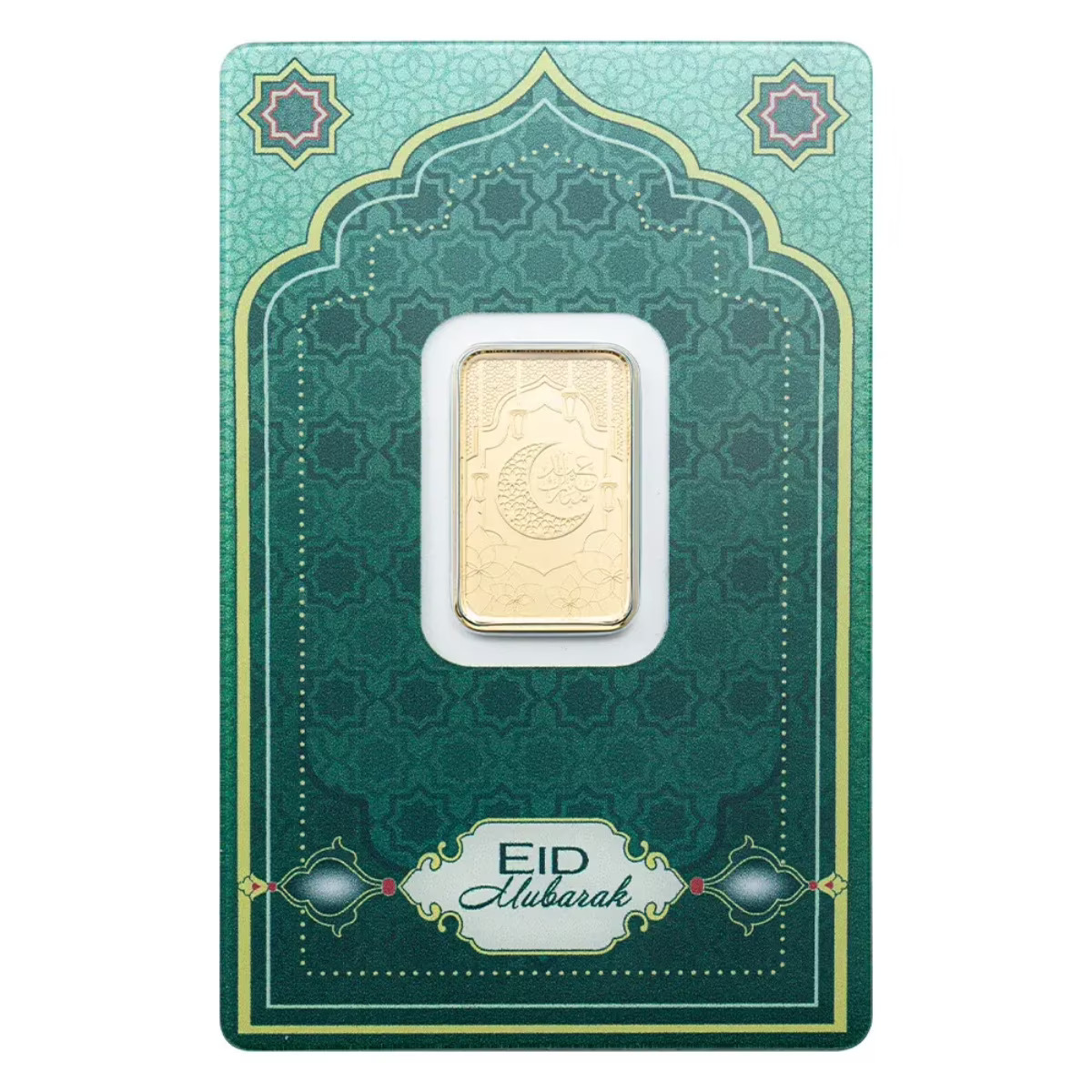 Picture of Pamp Suisse Eid Mubarak 5 Gram Gold Bar in Assay w/ Sleeve