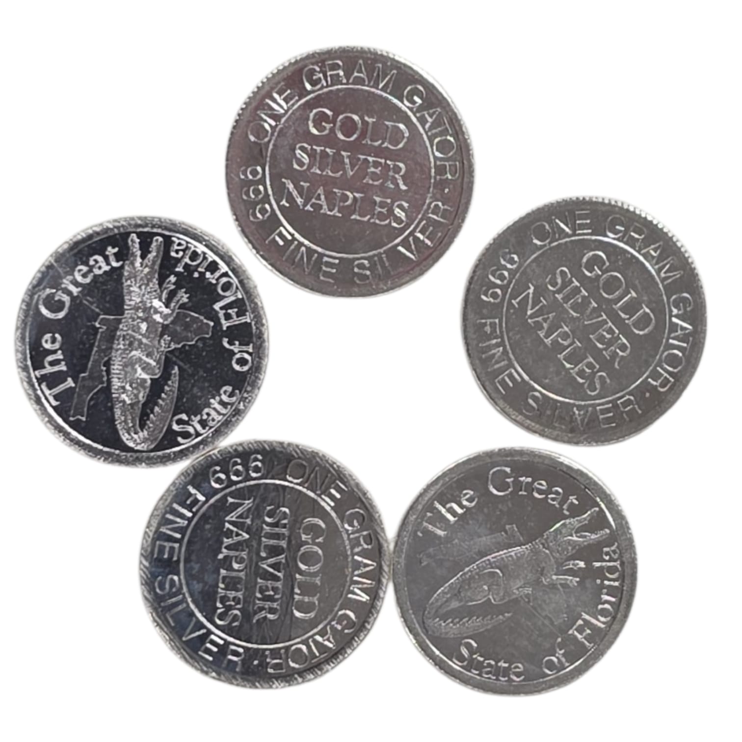 Picture of (Lot of 5)The Great State of Florida 1g Gator Silver Circulated Coin- Total 5g
