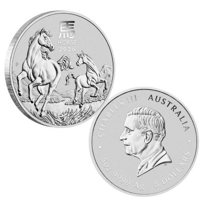 Picture of  2026 Perth Mint Lunar Year of the HORSE 5 oz Silver Coin - In Capsule