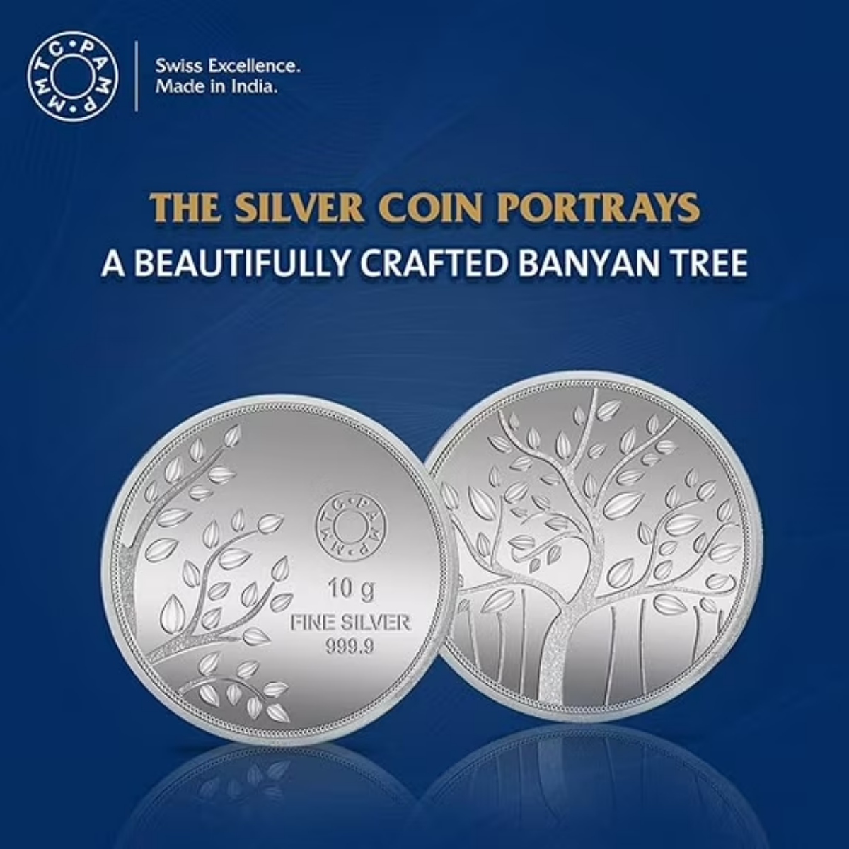 Picture of Pamp MMTC Banyan Tree of Life 10 Gram Silver Coin - In Mint Capsule