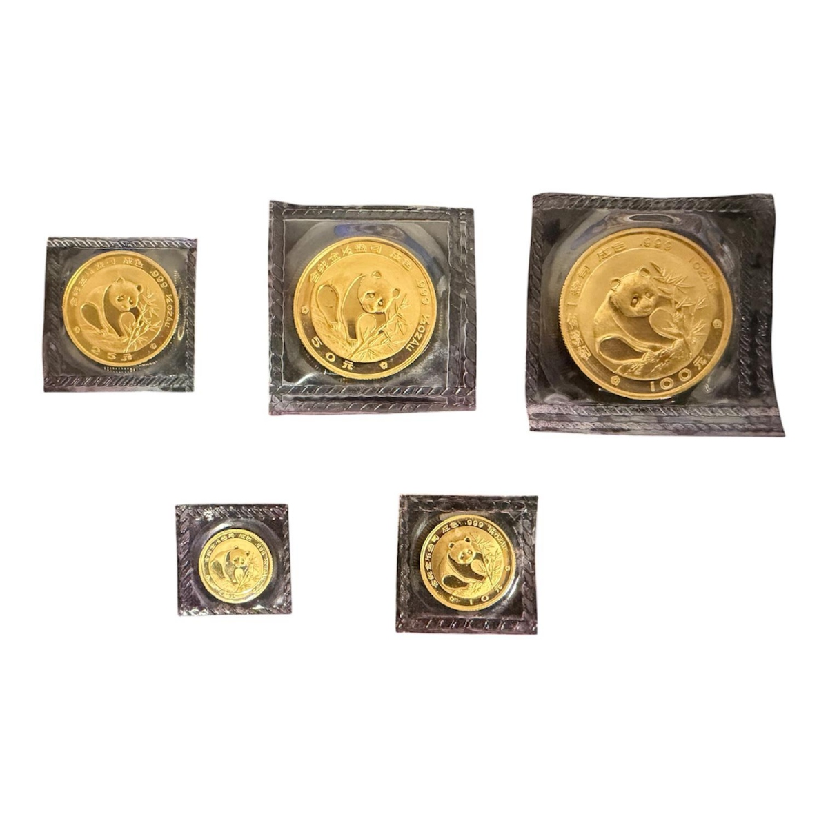 Picture of 1988 Chinese Panda 5 Coin Set Total 1.9 oz Gold - Original Plastic Holder