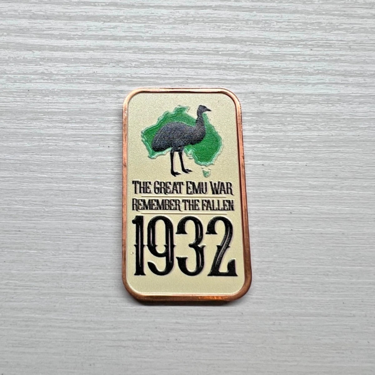 Picture of (Tube of 20 ) The Great Emu War 1 oz Colorized  Copper Bars
