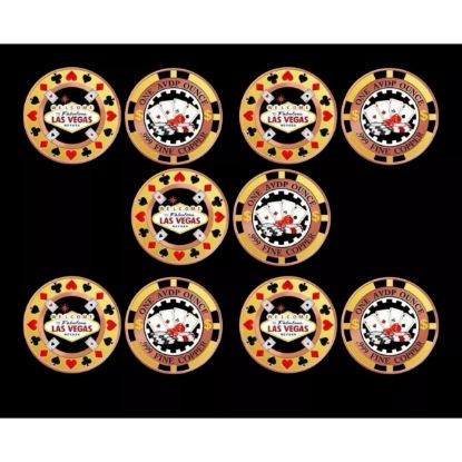 Picture of (Lot of 10) Las Vegas Poker Chip Card Holder 1 oz Colorized Copper Round