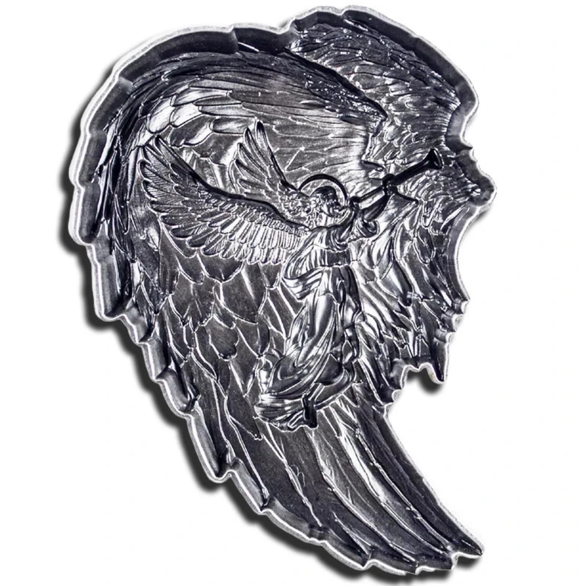 Picture of 2024 Komsco Archangel Gabriel Angel Wings Shaped Stacker 2 oz Antique Silver
