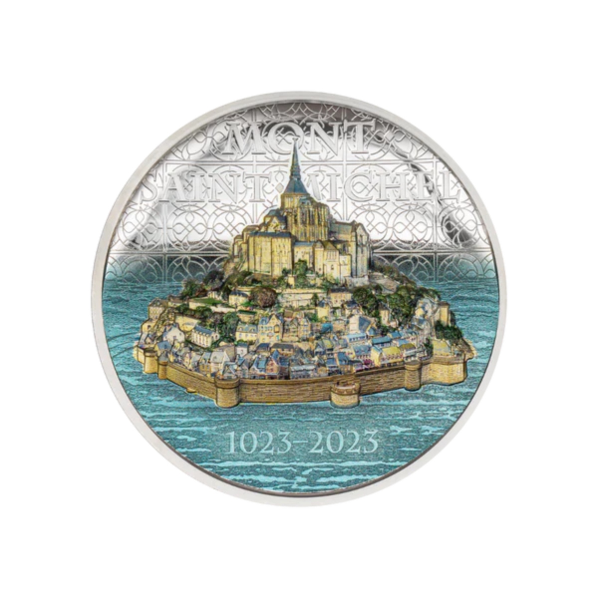 Picture of 2023 Cook Islands Mont Saint Michel 5 Oz Silver Proof Coin with Box & COA-30297