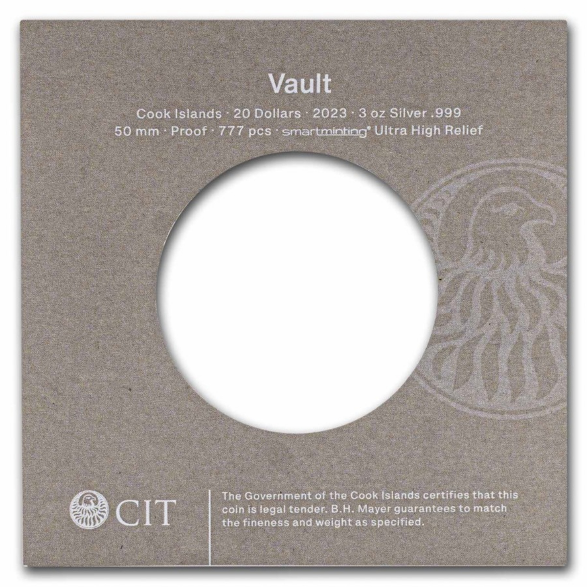 Picture of 2023 Cook Islands Vault Door 3oz Silver Ultra High Relief Coin w/ COA - 30331