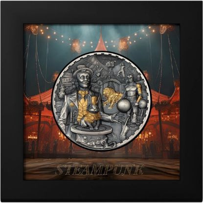 Picture of 2024 Cook Islands CARNIVAL Steampunk 3 oz UHR Gilded Silver Coin w/COA - 30817