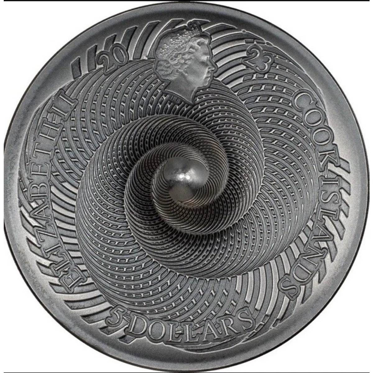 Picture of 2023 Cook Islands Spinning Coin 1oz Antique Finish Silver - 30051