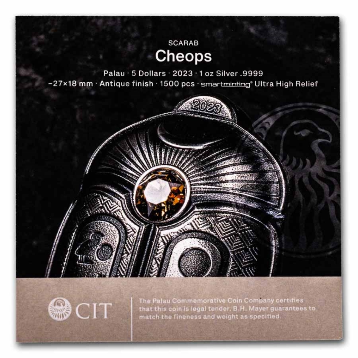 Picture of 2023 Palau Scarab Cheops Shaped 1 oz Silver Coin - 30369