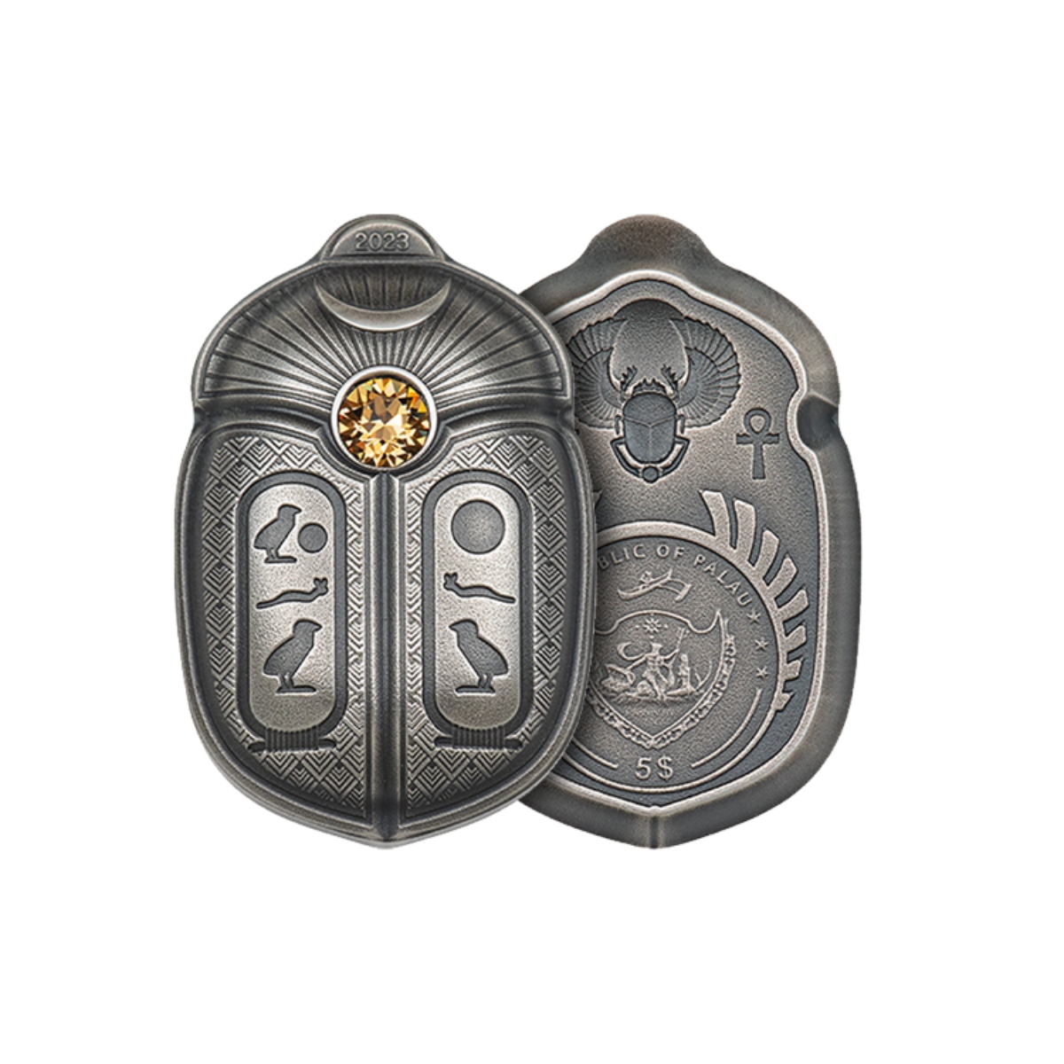 Picture of 2023 Palau Scarab Cheops Shaped 1 oz Silver Coin - 30369
