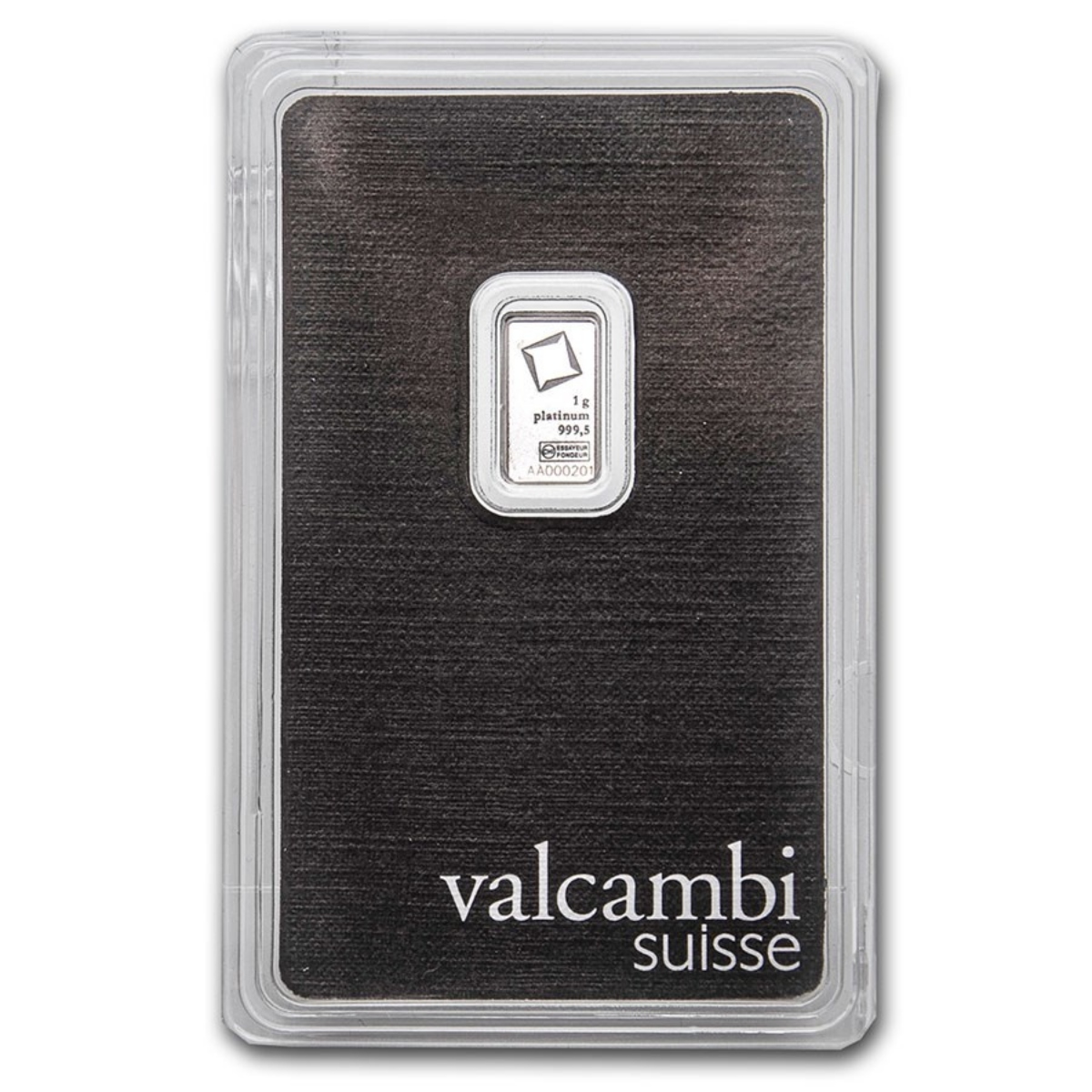 Picture of Valcambi Suisse 1 Gram Platinum Bar - In Assay Card