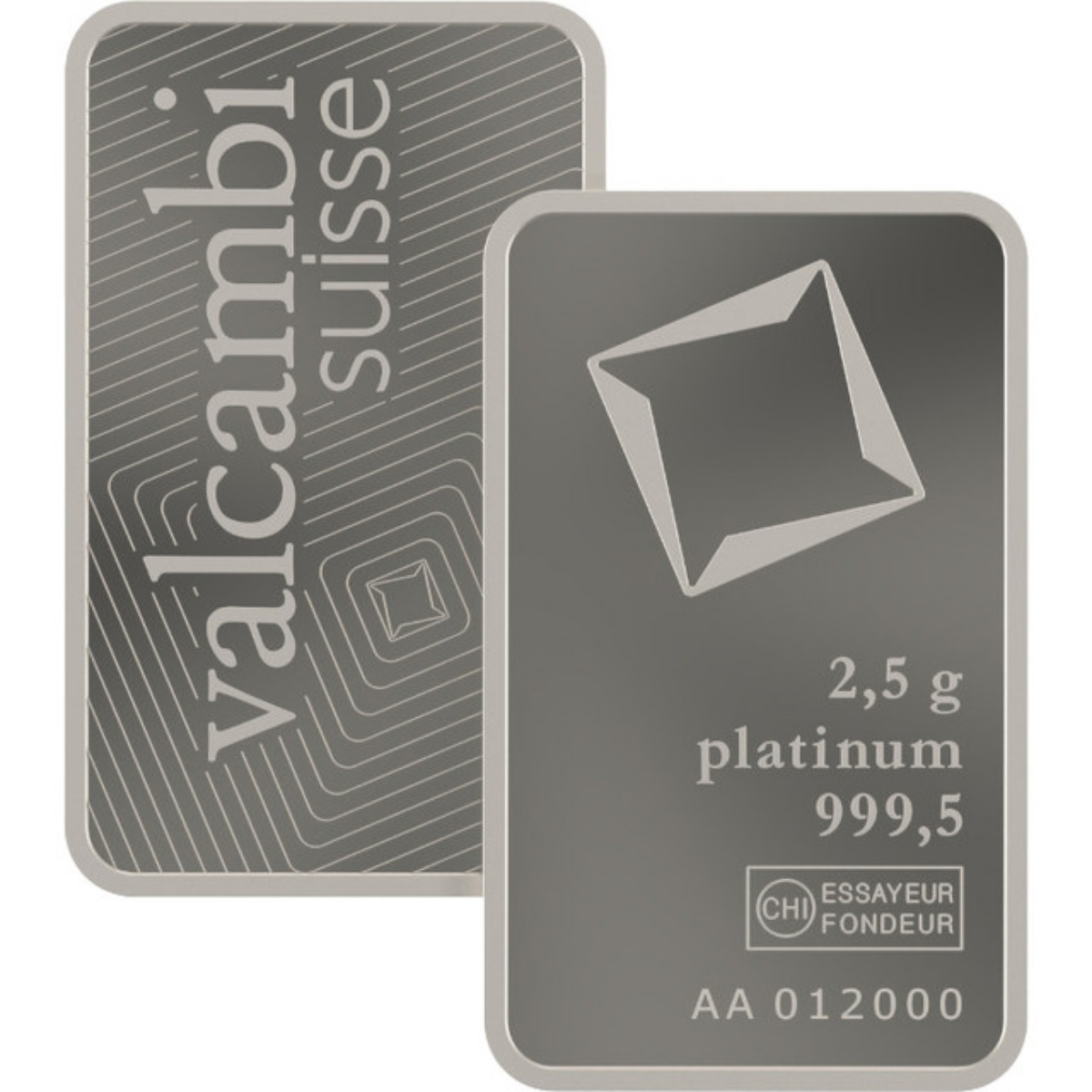 Picture of Valcambi Suisse 2.5 Gram Platinum Bar - In Assay Card