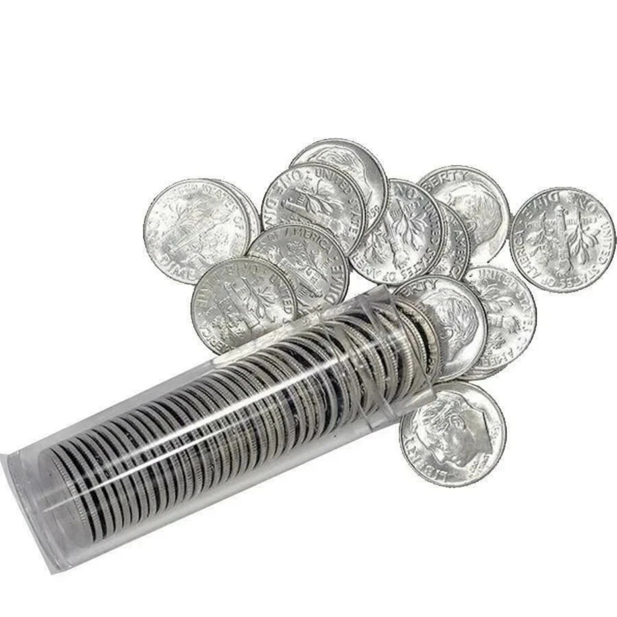Picture of Roll of 50 Dimes - 90% Silver