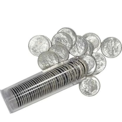 Picture of Roll of 50 Dimes - 90% Silver