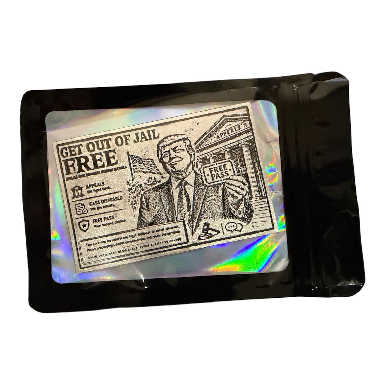 Picture of Get Out of Jail Free Pass 1 oz Silver Bar Antique Finish - In  Mylar Sleeve