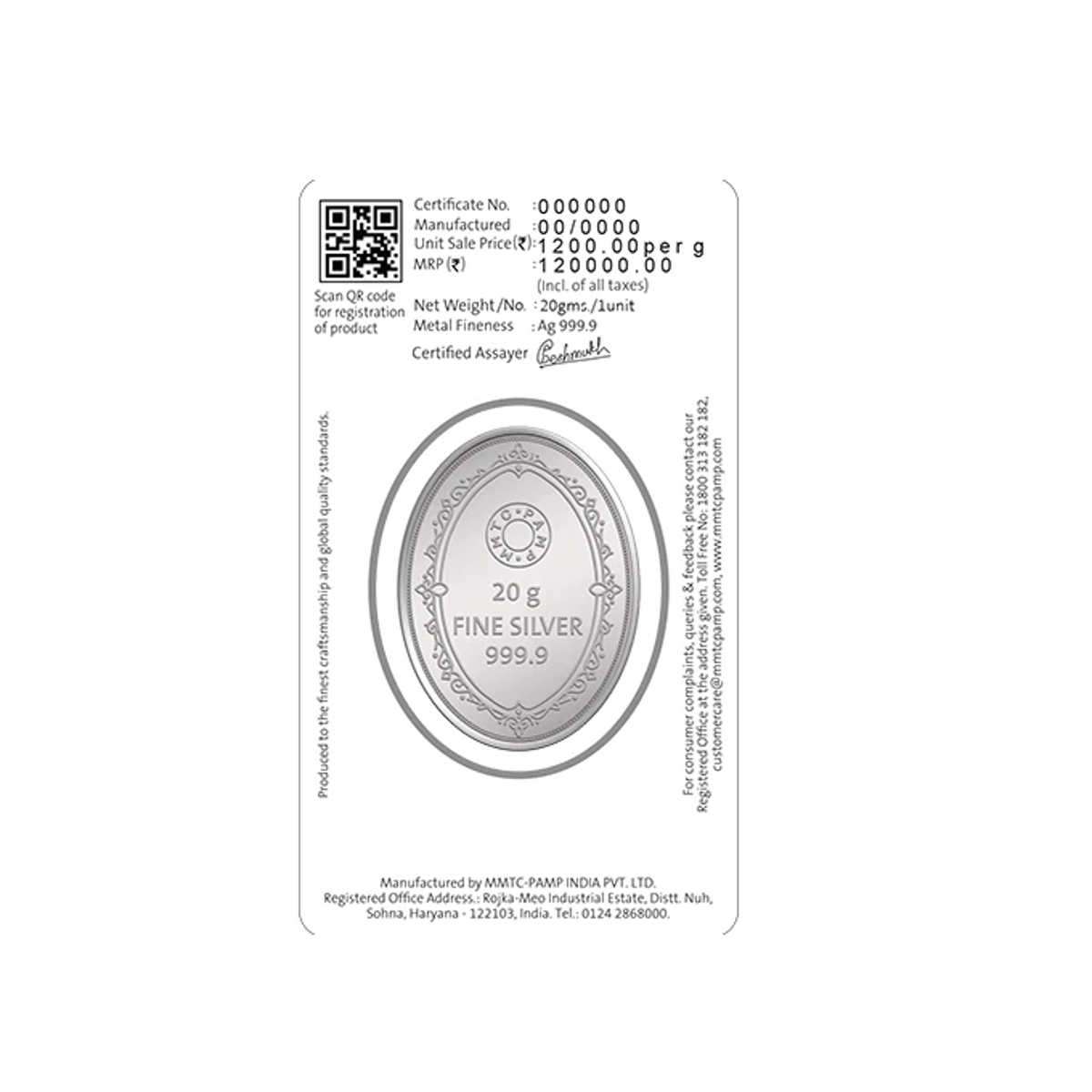 Picture of MMTC-Pamp King Oval Shaped 20 Gram Silver Coin - In Assay Card