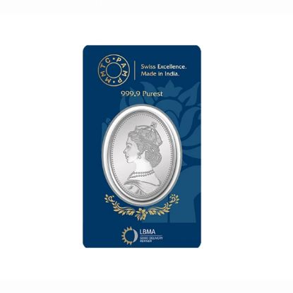 Picture of MMTC-Pamp Queen Oval Shaped 20 Gram Silver Coin - In Assay Card