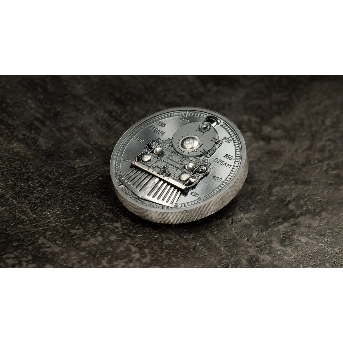 Picture of 2023 Cook Islands TRAIN Steam Dream 2 oz  Black Proof Silver Coin w/ COA - 30230